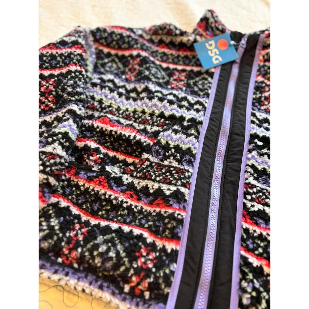 DSG Girls Fleece Full Zip Jacket Fair Isle‎ Geometric Multicolor Size Medium